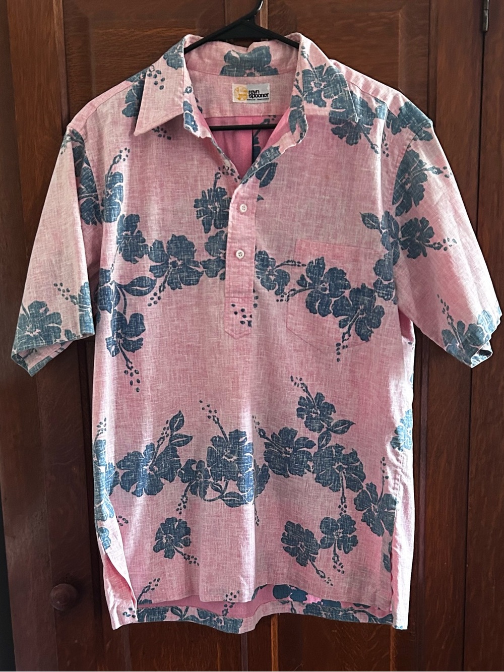 reyn spooner Pink Button-Down Camp Shirt with Blue Floral Print